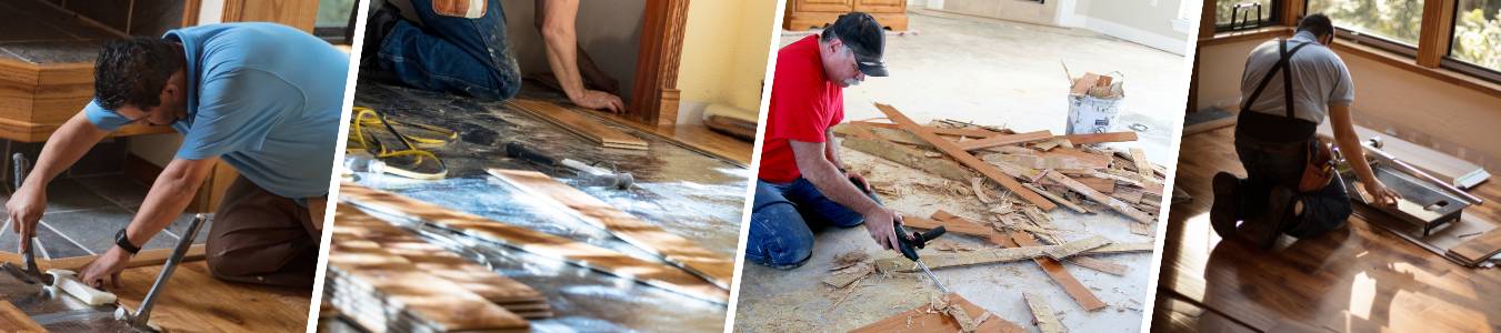 a man installing bamboo floorings